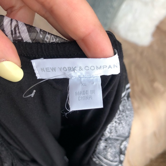 New York & Company One Shoulder Cinch Waist Paisley Dress - Picture 6 of 7